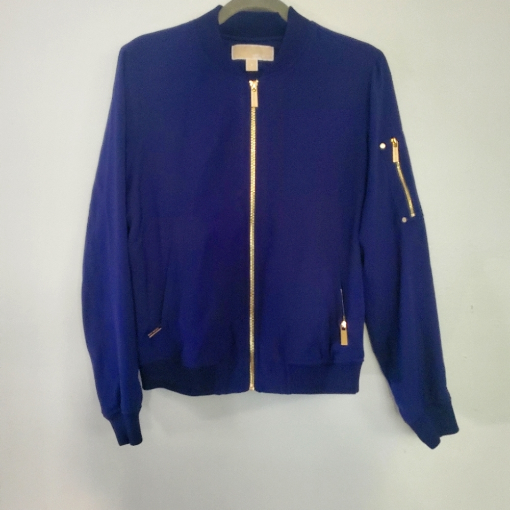 MICHAEL Michael Kors Satin Navy Bomber Jacket S